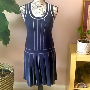 Banana Republic navy summer dress with pleated skirt